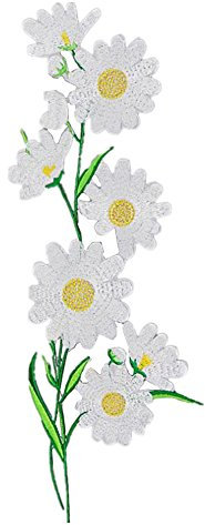 1 Bunch Large Daisy Flowers Embroidered Appliques Sew or Iron on Patches