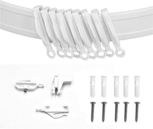 REMI TOOLS LTD 6 Meter/20 FT Plastic Curtain Track Glider Rail For Straight And Bay Windows (24 Bracket, 12 Ends, 80 Gliders, 24 Screws)