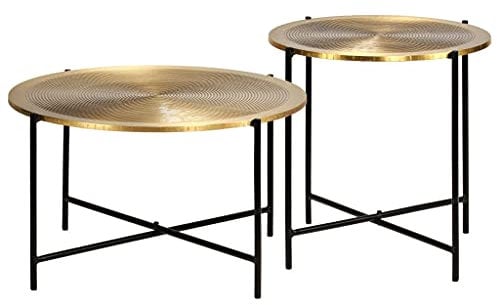 vidaXL 2X Tables MDF Recouvert de Laiton Table d'Appoint Table Basse Salon