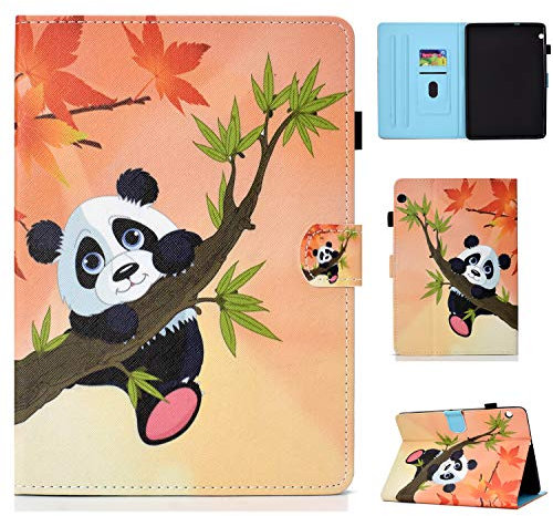 HereMore Cover Huawei Mediapad T3 10, Custodia Case in Pelle Protettiva Copertina Silicone Antiurto e Funzione Stand Carta Slot Chiusura Magnetico per Huawei Mediapad T3 10 9.6 Pollici Tablet, Panda