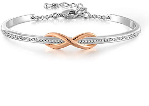 Angelady Infini La Saint-Valentin Bracelet Argent Femme Bracelet Or Rose pour avec des Cristaux, Bijoux Femme Cadeau Anniversaire de Noël Fête des Mères idéal pour Maman Femme