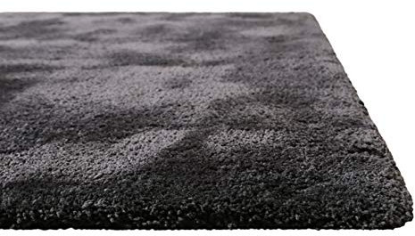 Homie Living I Hochflor Teppich Uni I Modern, weich, flauschig, kuschelig I Für Wohnzimmer Schlafzimmer I Pisa I (70 x 140 cm, Dunkel Grau)