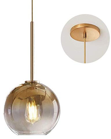 KCO Iluminación Moderna de Cristal Dorado Colgante - Lámpara Globo Sombra de Noche - Lámpara de Techo para Isla de Cocina y Pasillo