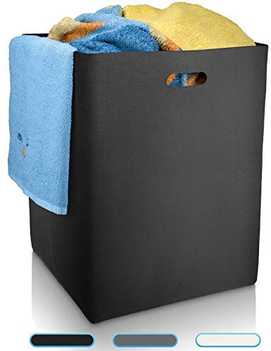 Wäscherkorb Filz, Wäschesammler, Korb Aufbewahrung, Wäschesortierer, Wäschetruhe, Wäschekorb faltbar Wäschekörb Aufbewahrungskorb groß Laundry Baskets Wäschepuff (Schwarz)