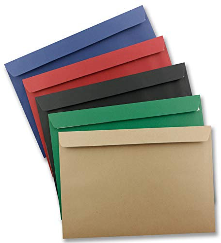 10x große XXL Briefumschläge DIN C4 in Farbenmix 2-22,9 x 32,4 cm - Haftklebung ohne Fenster - Versandtasche für DIN A4 geeignet