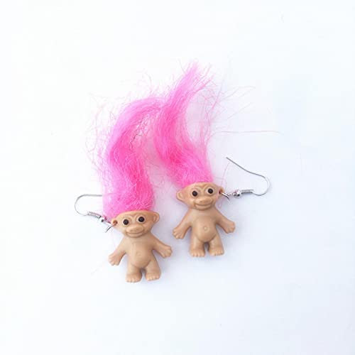LCUK Troll Doll Earhook Retro Nostalgisch Niedliche Hässliche Puppe Ohrring Mehrfarbiger Hip Hop Übertreiben Haar Seltsam Baby Kreativer Schmuck