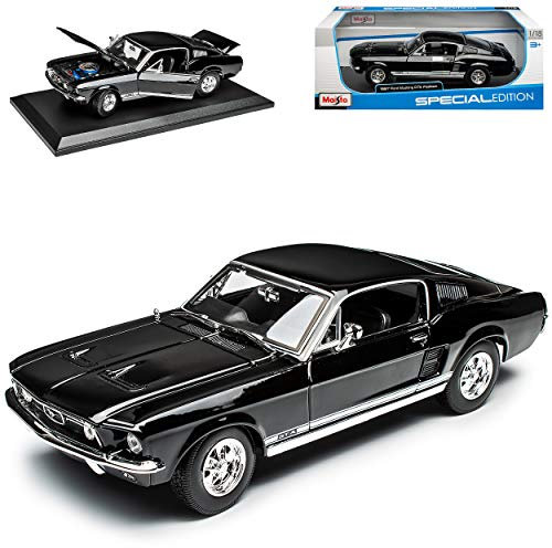 Ford Mustang I 2. Generation GTA Fastback Coupe Schwarz 1967 1/18 Modell Auto mit individiuellem Wunschkennzeichen