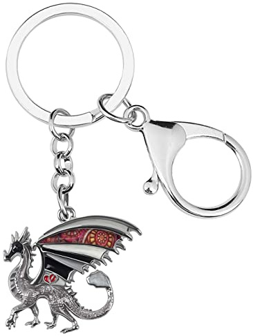 NEWEI Emaille Drachen Schlüsselanhänger Schlüsselanhänger für Damen Mädchen Kinder Tasche Charms (Ebenholz)