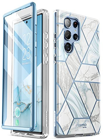 i-Blason Glitzer Hülle für Samsung Galaxy S22 Ultra (6.8) 5G Handyhülle Bumper Case 360 Grad Schutzhülle Glänzend Cover [Cosmo] mit Integriertem Displayschutz 2022 Ausgabe (Coast)