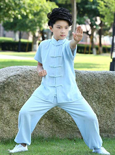 Generic Traditionelle chinesische Tai-Chi-Uniform für Kinder,Bequeme Baumwolle und Leinen - Für Tai-Chi-Übungen,C-150cm (G 150)