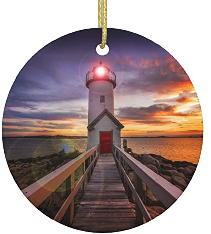 Leuchtturm Weihnachtsbaum Keramik Hängende Weihnachtsschmuck Rund Anhänger Christbaumschmuck