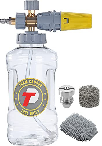 Tool Daily Foam Cannon, schiuma regolabile Blaster, Snow Foam Lancia con M22 e 1/4 di pollice Quick Connect, ugello orifizio aggiuntivo 1,1 mm, 1,5 litri