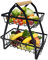 Aufun Frutero de 2 pisos, cesta de fruta, bandeja de fruta de metal, soporte de fruta extraíble, cesta de almacenamiento de cocina (Negro)