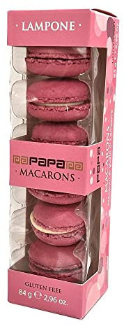 PAPA Confezione da 6 MACARONS 84 grammi biscotti ripieni senza glutine vari gusti e colori allestimento feste party cerimonie compleanni (Fucsia Lampone)