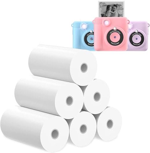 ESOXOFFORE Printer Paper,6 Rolls for Kids Instant Print Camera,HD Printing Thermal Print Paper Set Portable Refill Print Paper