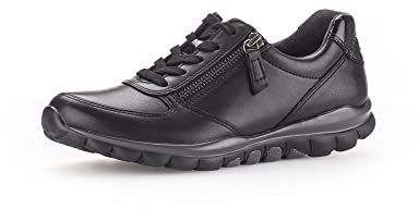 Gabor Damen Low-Top Sneaker, Frauen Halbschuhe,Wechselfußbett,Laufschuhe,schnürschuhe,schnürer,Plateausohle,Sportschuhe,schwarz,37.5 EU / 4.5 UK