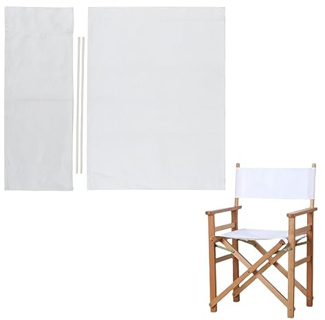 Directors Chair Canvas, Casual Directors Stuhl Cover Kit, Ersatzbezug für Regiestuhl, 52x42cm+52,5x19,5 cm, Chair Canvas Replacement, Nicht verblassend, für den herkömmlichen Regiestuhl(Blanco)