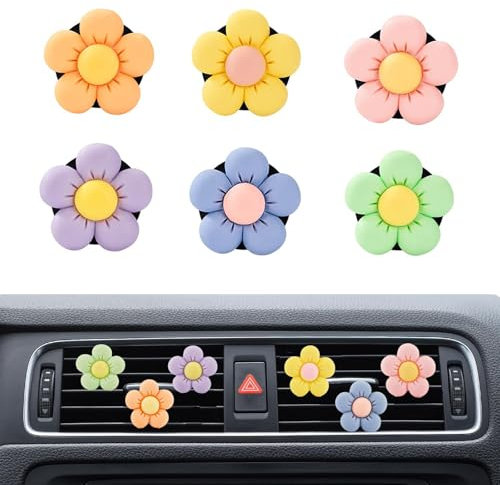 Lufterfrischer-Kit 6 Stück Blumenförmige Auto Lufterfrischer Clip Auto Klimaanlage Duft Dekoration Zubehör Mädchen Frauen Auto Aromatherapie Ätherisches Öl Diffusor