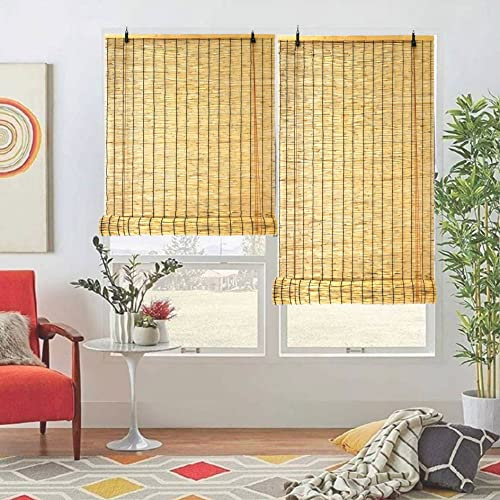 Bambusrollo Wetterfest Aussenbereich Aussenrollos Senkrechtmarkise Außen Sonnenschutzrollo Senkrecht Außenrollo Natural Schilf Vorhänge Outdoor Beschattung Jalousien für Fenster Terrasse Balkon ( Colo