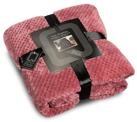 Quantum Interior Kuscheldecke Los Angeles Einfarbig mit Muster Tagesdecke Sofadecke Wohndecken Couchdecke Flauschiger Überwurf Tagesdecke Blanket für Bett Sofa Schlafzimmer Büro 150x200cm (Altrosa)