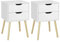 Yaheetech 2er Set Nachttisch Nachtschrank Nachtkommode mit 2 Schubladen Schlichter Beistselltisch Beine aus Massivholz Sofatisch für Schlafzimmer/Wohnzimme, 40 × 40 × 61 cm