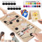 Faltbar Hockey Brettspiel, 2 in 1 Tischhockey Katapult Brettspiel Holz, Fast Sling Puck Game, Portable Schachbrett, Brettspiele für Zwei Spieler with 16 Farben Wasserfarben Set, 6 Stücke Malschablonen