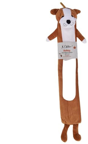 Extra Long Hot Water Bottle – Super Soft Novelty Plush Cover – Natural Rubber 2L Capacity – 72cm Long – Perfect for Pain Relief on Aches or Injuries (Bulldog)
