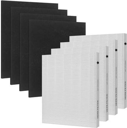 UNBOSOM AP-1512HH Replacement Filter for Coway AP-1512HH AP1512HH Mighty Air Purifier, 2 Stage Filtration System of Activated Carbon Filter and H13 True HEPA Filter, 4 HEPA Filters & 4 Carbon Filters