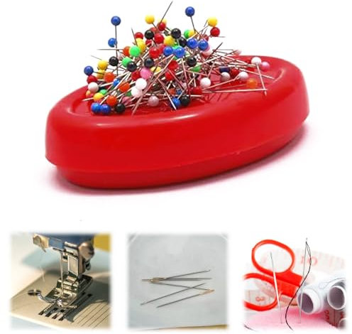 QEEROYO Magnetic Sewing Needle Cushion, Magnetic Pin Cushion, Magnetische Nähen Nadelkissen, Magnetische Aufbewahrungsbox Nadelkissen, Magnetnadelkissen, Magnet Nadelkissen, Nähzubehör, Rot