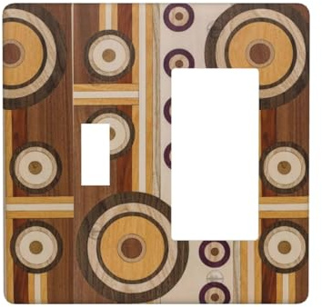 Tablón rústico bohemio giratorio de madera de 2 bandas, interruptor de luz de una sola palanca, cubierta de placa de pared, placa frontal eléctrica, placa de interruptor decorativa para decoración de