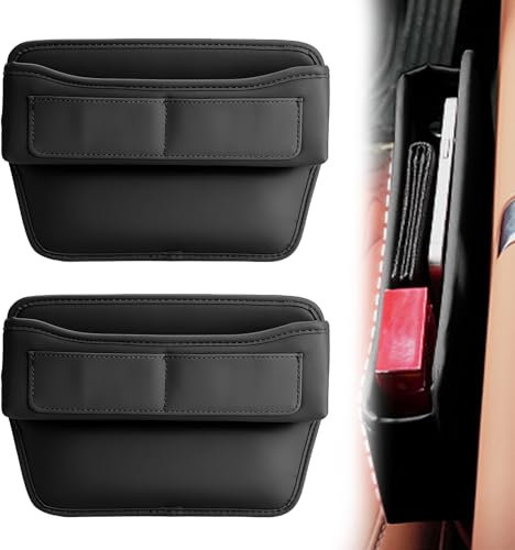 Aufbewahrungsbox Für Autositze, 2 Stück Lückenfüller, Gap Organizer Storage Box, Car Seat Leder Aufbewahrung Tasche, Organizer Für Kleinigkeiten Handy (Schwarz)