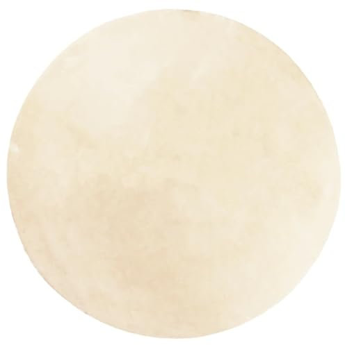 vidaXL Teppich, Wohnzimmerteppich Kurzflor Weich Waschbar, Moderner Teppich Rund für Wohnzimmer Schlafzimmer, Flauschig Einfarbig rutschfest, Creme Ø 160cm