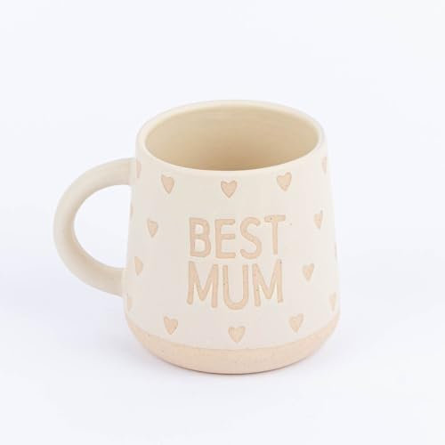 Sass & Belle Tasse Best Mum Herzen Steinzeug creme beige 350ml