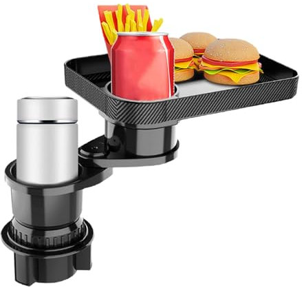 Imtrub 2024 Upgraded Car Cup Holder Expander Tray, 4-in-1 Car Cup Holder Tray Table with Phone Holder, 360° Rotating Design, Adjustable Car Food Tray Table for Eating, Road Trip, MKUT50QTIHPFPAZZ