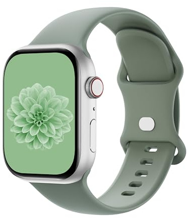 Aegce Silicone Sport Band Compatible with Apple Watch 41mm 40mm 38mm 42mm Women Men, Soft Strap Replacement Wristband for iWatch Ultra SE 3 2 1 Series 11 10 9 8 7 6 5 4, Sage Green M/L
