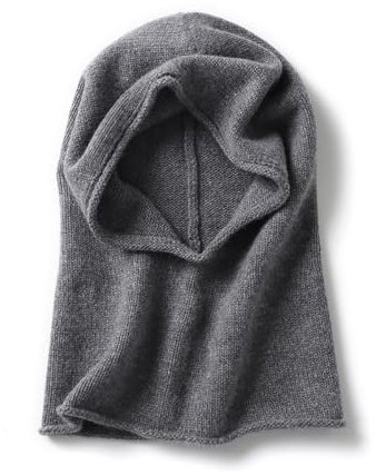 YUONNY 100% Kaschmir Kapuzenschal Sturmhauben für Damen Herren, Herbst Winter Gestrickt Kapuzen Mütze, Outdoor Winddicht Warme Nackenwärmer, Stilvolle Strickmütze Beanie Hut Loopschal 2-in-1 Grey F