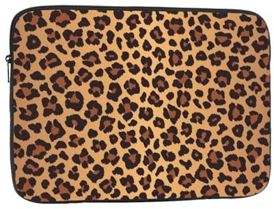 Housse de protection pour ordinateur portable de 15 pouces en tissu Oxford résistant aux chocs avec motif léopard