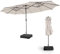 KOMFOTTEU Parasol de Jardin Double avec 48 Lumières LED, 450 x 260 cm, Parasol rectangulaire UPF 50+, Grand Parasol d’Extérieur pliable, pour Patio, Piscine, Terrasse, Café, Cour (Beige)