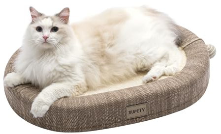 Jiupety Sisal-Kratzbett, 61 cm, extra großer Kratzbaum bis zu 9 kg, oval, langlebiges Kratzbrett, 3-in-1-Katzenbett, Braun