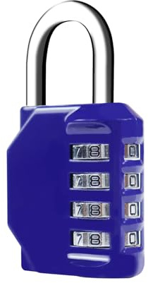 Combination Lock 4 Digit, Resettable Locker Lock,Waterproof Metal Combination Padlock for School Gym Locker, Sports Locker, Fence, Toolbox, Gate and Storage- Easy to Use and Set (Blue)