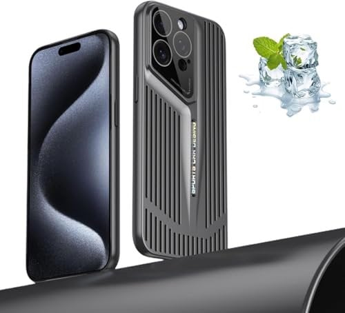 Modische Blade-Kühl-Handyhülle, kühlende Wärmeableitung für iPhone 12/13/14/15 Pro Max, galvanisierte Schutzhülle, Eisgefühl, hohl und atmungsaktiv (Schwarz, für 15 Pro)