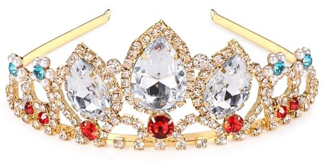 Kristall krone für Mädchen Damen Rapunzel Tiara Prinzessin Krone Tangled Kostüm Zubehör für Halloween Cosplay Braut Hochzeit Prom Feiern Geburtstag Geschenke Klarer Strassstein