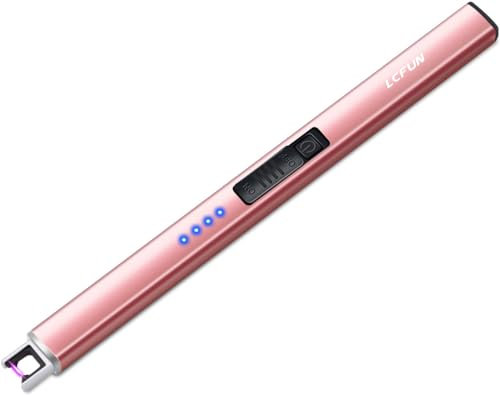 LcFun Lichtbogen Feuerzeug Elektrisch, Stabfeuerzeug USB Aufladbar Feuerzeug, Winddichtes Elektro Kerzenanzünder, Flammenlose für Anzünden, Gasherd, Küche