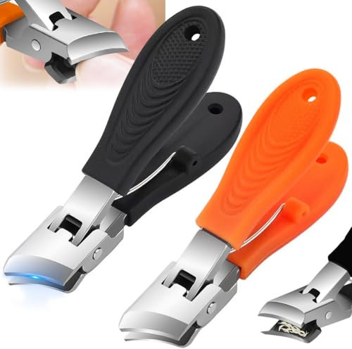 2PCS Coupe-ongles incurvé, coupe-ongles biseauté 2025, coupe-ongles biseauté, coupe-ongles biseauté avec large ouverture pour ongles épais et durs, coupe-ongles pour hommes et femmes