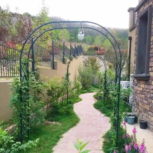 Metal Garden Arch Arbor, Pumpkin Archway Frame, 4.5ft 6ft 7.2ft 8.5ft 9.8ft Freestyle Assembly Wedding Trellis For Climbing Plants, Roses, Vines, Backyard(Black,W 7.2' X H 7.5')