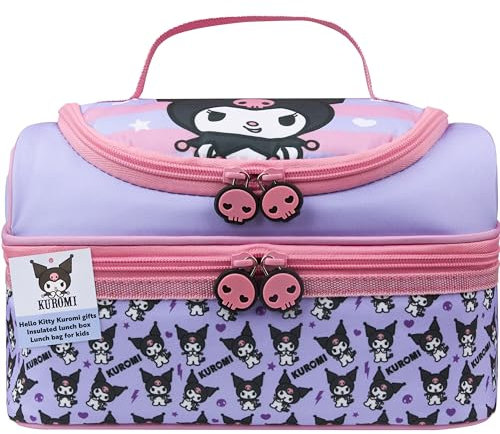 Get Trend Hello Kitty Kuromi Bolsa Termica Porta Alimentos Infantil Anime Bolso con Compartimento Comida Aperitivo para Escuela y Picnic (Multi Kuromi)