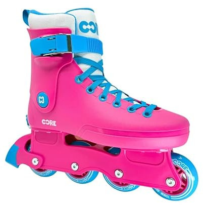 CORE Verstellbare Inline-Skates im Retro-Stil für Kinder und Erwachsene, rosa Skates für drinnen und draußen, Inline-Skating, 4 Größen, verstellbare Rollschuhe für Mädchen und Jungen, Größe 39-42