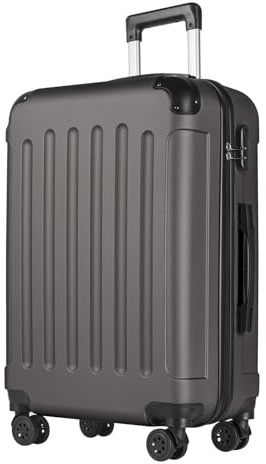 yonsly® Koffer Suitcase L Grau, Trolley Reisekoffer, Rollkoffer Handgepäck mit 4 Rollen 360°, ABS Hartschalen, Sicherheitsschloss, Weicher Gummigriff, 210D-Futter