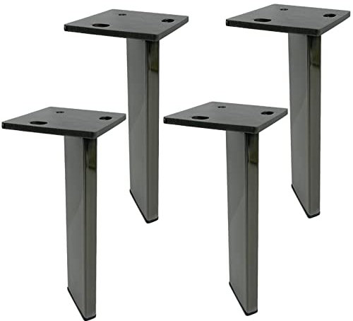 TMKDNNKG Lot de 4 Pieds de Table en métal et Acier Inoxydable pour Meuble TV, Ottoman, Armoire, 85 cm, Noir, Pieds de Protection de Remplacement pour canapé
