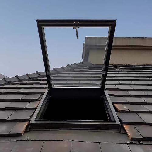Dachausstiegsluke,Dachausstieg, Dachfenster, Mehrzweckfenster, Dachluke, Dachfenster für Schornsteinfeger, Beleuchtung und Lüftung Aluminiumschale, mit Eindeckrahmen, 2-fach Verglasung(30x22in/75x55cm